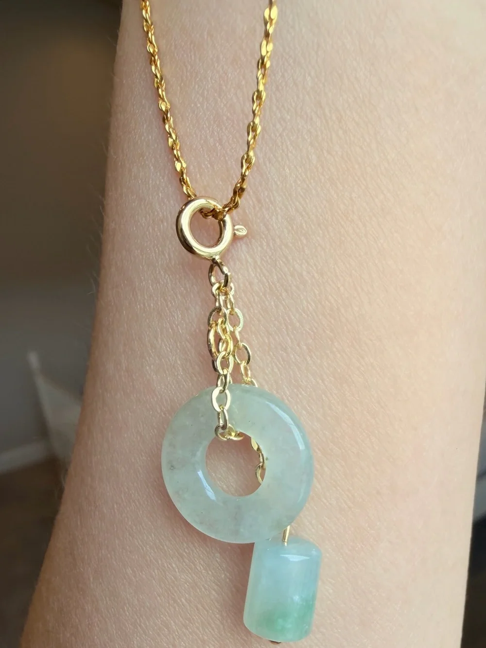 Natural Grade A Burmese Icy Jadeite Donut & Barrel Handmade DIY Charm Pendant